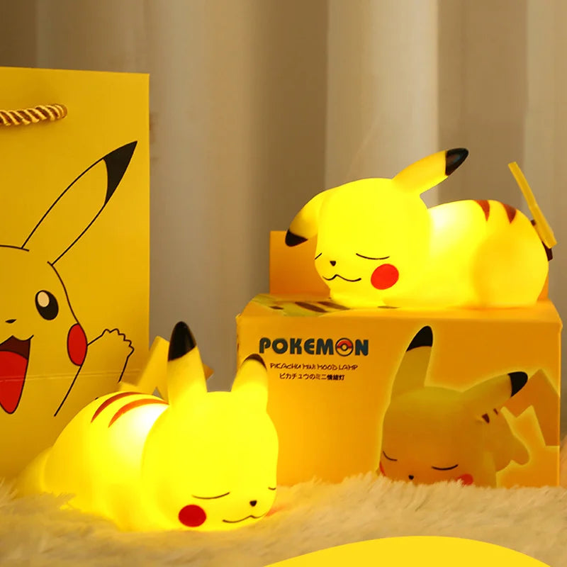 Luz de Noite Pikachu Pokémon Brilhante - Brinquedo Infantil, Lâmpada de Cabeceira Adorável do Pikachu