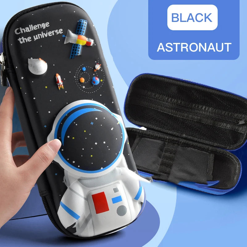 Estojo de Lápis 3D Astronauta, Dinossauro e Elefante: Diversão e Praticidade para Estudantes!